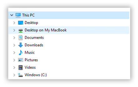 A screenshot of File Explorer with the local desktop selected